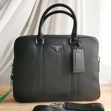 Мужская сумка Prada Breafcase Saffiano черного цвета