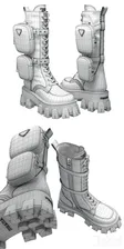 PRADA Brushed rois leather and nylon Monolith boots - Обувь - 3D модель
