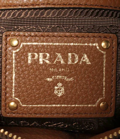 Prada Brown Vitello Phenix Leather Bauletto Bag 293813 (lpn6276951)